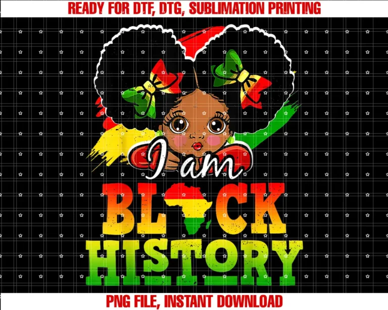 Black History Month Shirt African American MelaninI Am Black History Month Cute Messy Bun Girl Kids Toddlers T-shirt