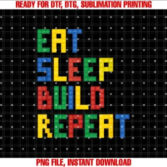Block Building Party Supplies ApparelEat Sleep Build Repeat Master Builder Block Shirt Boys Girls T-shirt