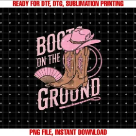 Boots On The Ground Pink ApparelVibes Pink Country Music Boot Western Boots On The Ground T-shirt