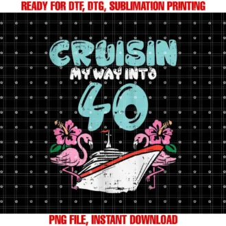 BoredKoalas Cruise Ship Clothes Cruising GiftsWomens Cruisin My Way Into 40 40th Birthday Cruise Vacation Gift T-shirt
