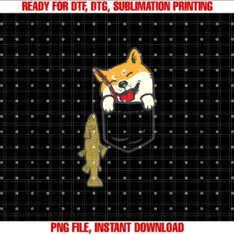 BoredKoalas Fish Fishing Shirts Fisherman GiftsPocket Shiba Inu Dog Fishing Cute Japanese Fisherman Gift T-shirt