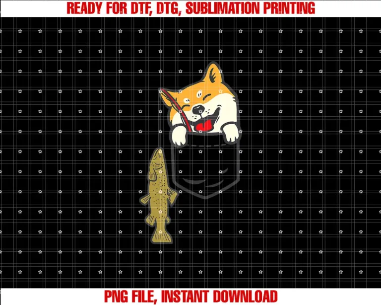 BoredKoalas Fish Fishing Shirts Fisherman GiftsPocket Shiba Inu Dog Fishing Cute Japanese Fisherman Gift T-shirt