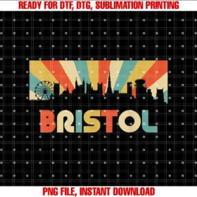 Bristol City Retro Sunset ShirtsBristol England City Skyline 70s Retro Souvenir Tee T-shirt