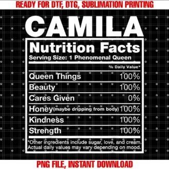 Camila Nutrition Facts Name Shirts GiftsCamila Nutrition Facts Camila Name Birthday Shirt T-shirt