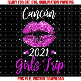 Cancun Girls Trip Vacation outfit for womenCancun Girls Trip 2021 Vacation Gift Pink Lips T-shirt