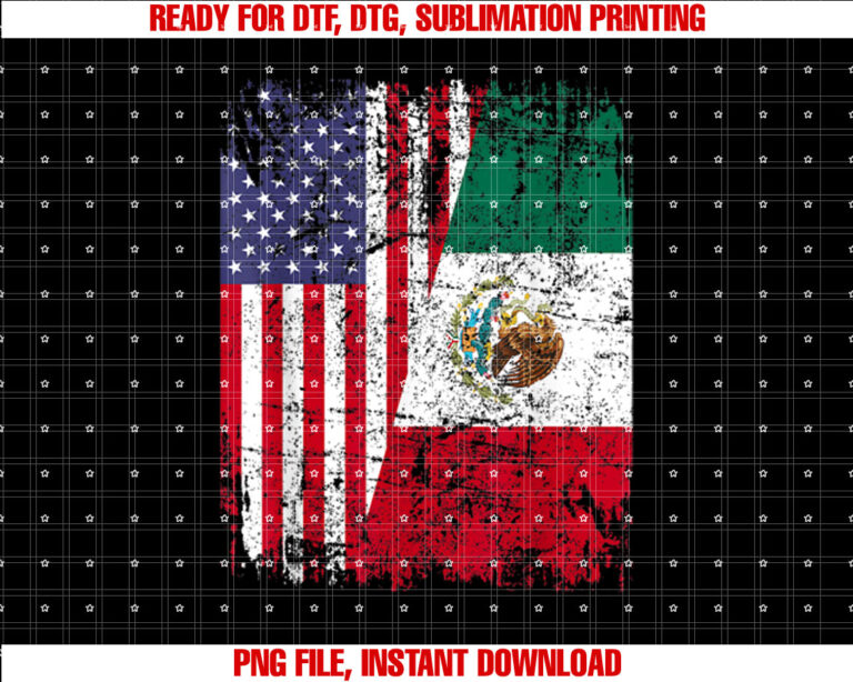 MEXICAN ROOTS Half American Flag MEXICO T-shirt