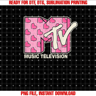 MTV Music Television Valentines Day Heart Pattern Fill T-shirt