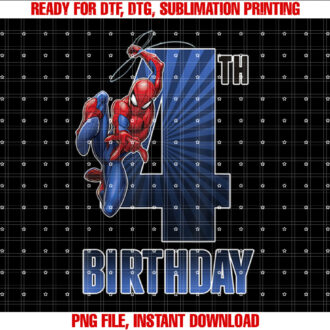 Marvel SpiderMan Swinging 4th Birthday Graphic T-shirt
