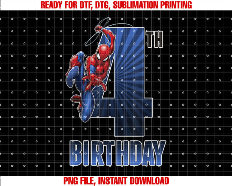 Marvel SpiderMan Swinging 4th Birthday Graphic T-shirt