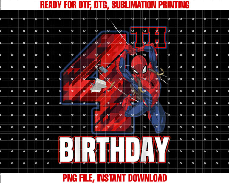 Marvel SpiderMan Web Swing 4th Birthday T-shirt