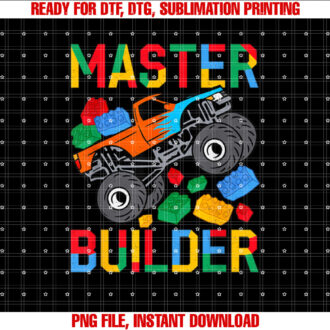 Master Builder Monster Truck Blocks Building Brick Boys Kids T-shirt