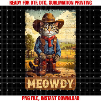 Meowdy Funny Country Side Cat Hat Vintage Cowboy Cat T-shirt