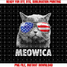 Meowica Cat 4th of July Merica Men Women USA American Flag  T-shirt