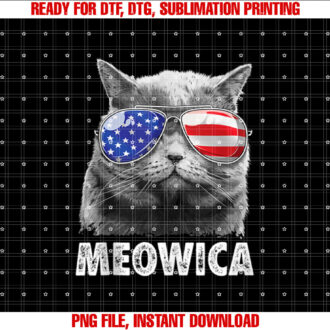 Meowica Cat 4th of July Merica Men Women USA American Flag T-shirt