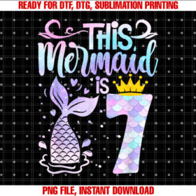 Mermaid 7th Birthday 7 Year Old Girl Seven Yrs Happy Bday T-shirt