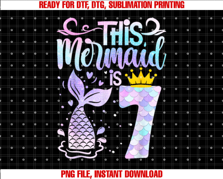 Mermaid 7th Birthday 7 Year Old Girl Seven Yrs Happy Bday T-shirt