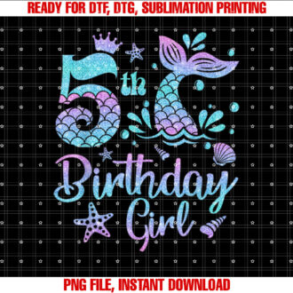 Mermaid Birthday Girl 5 Year Old Its My 5th Bday Mermaid T-shirt