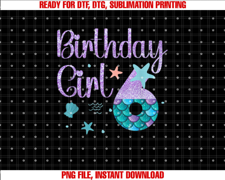 Mermaid Birthday Girl 6 Year Old Its My 6th Bday Mermaid T-shirt
