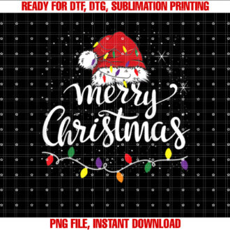 Merry Christmas Lights Red Santa Hat Xmas Family Men Women T-shirt