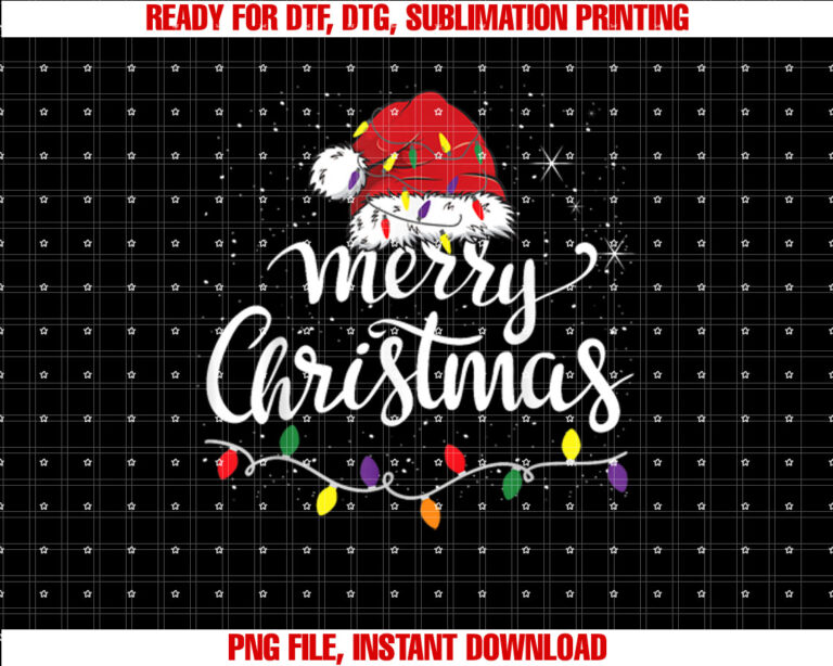 Merry Christmas Lights Red Santa Hat Xmas Family Men Women T-shirt