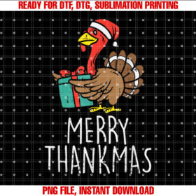 Merry Thankmas Santa Turkey Day Thanksgiving Christmas Gift T-shirt