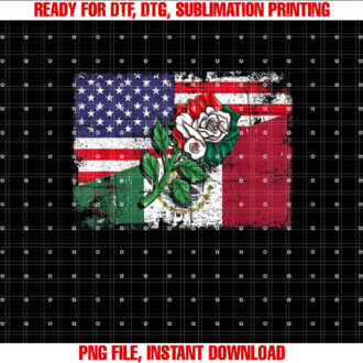 Mexico US Flag Mexican Flag American Flag Rose T-shirt