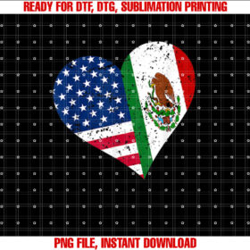 Mexico USA Heart Distressed Mexican American Flag T-shirt
