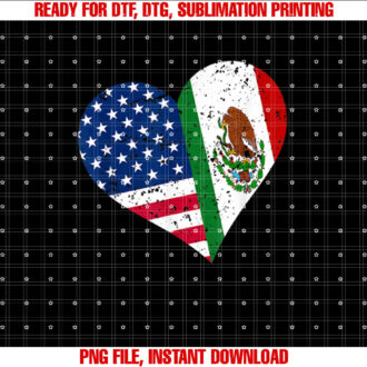 Mexico USA Heart Distressed Mexican American Flag T-shirt