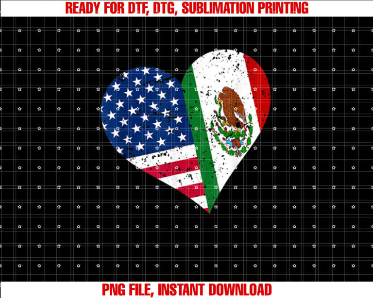 Mexico USA Heart Distressed Mexican American Flag T-shirt