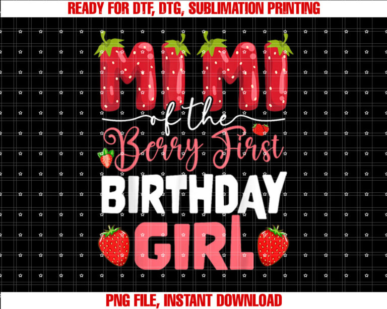 Mimi of The Berry First Birthday of Girl Strawberry Grandma T-shirt
