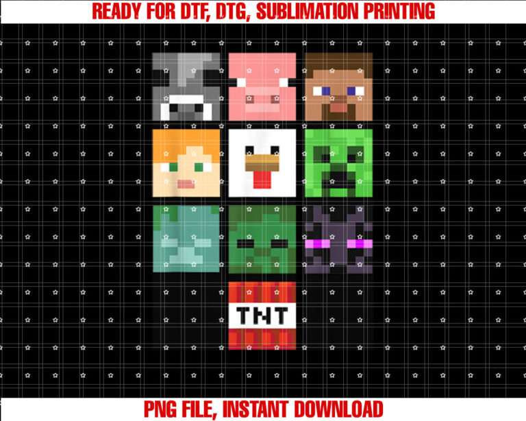 Minecraft Group Shot Faces Collage T-shirt