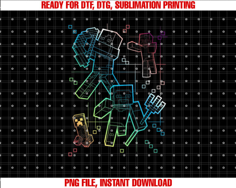 Minecraft Group Shot Rainbow Collage T-shirt