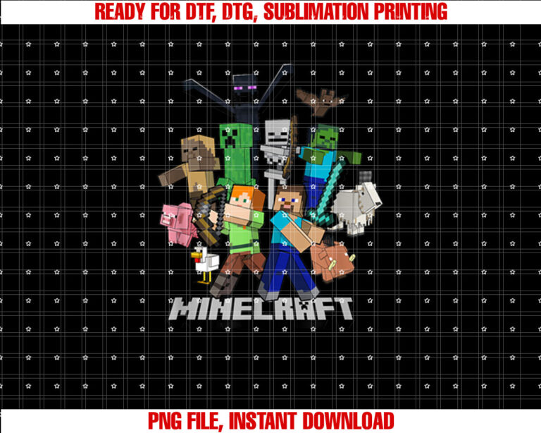 Minecraft Heroes Enemies Group Shot T-shirt
