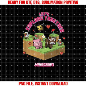 Minecraft Valentines Day Lets Explore Together Group Shot T-shirt