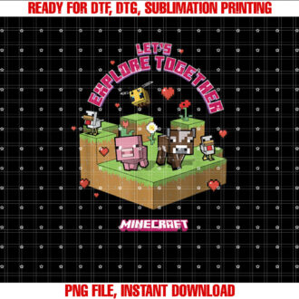 Minecraft Valentines Day Lets Explore Together Group Shot T-shirt