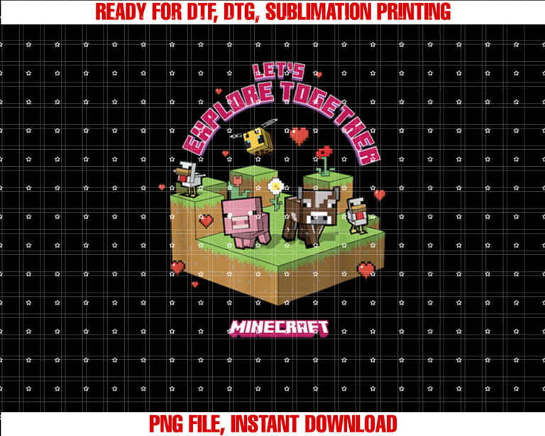 Minecraft Valentines Day Lets Explore Together Group Shot T-shirt
