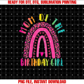 Mom Of The Birthday Girl Leopard Rainbow Mummy Girls Party T-shirt