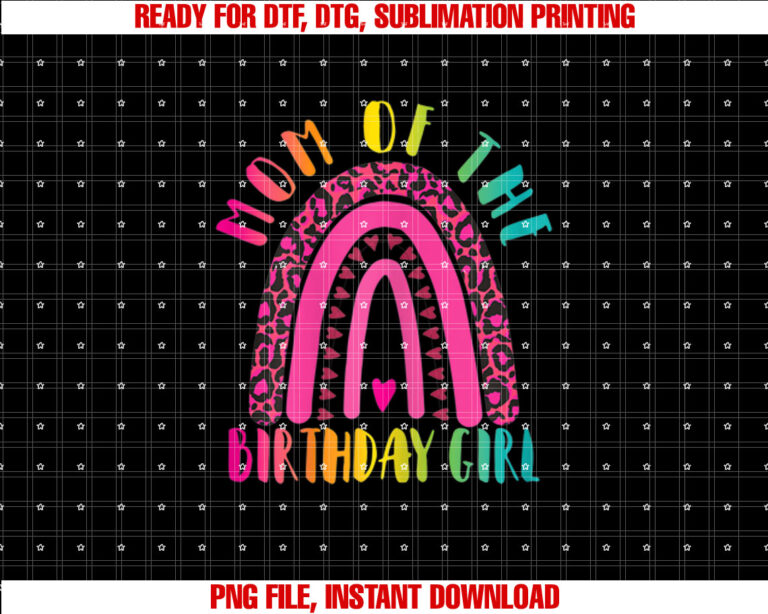 Mom Of The Birthday Girl Leopard Rainbow Mummy Girls Party T-shirt