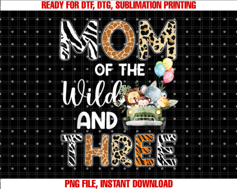 Mom Of The Wild and Three 3 Birthday Zoo Theme Safari Jungle T-shirt
