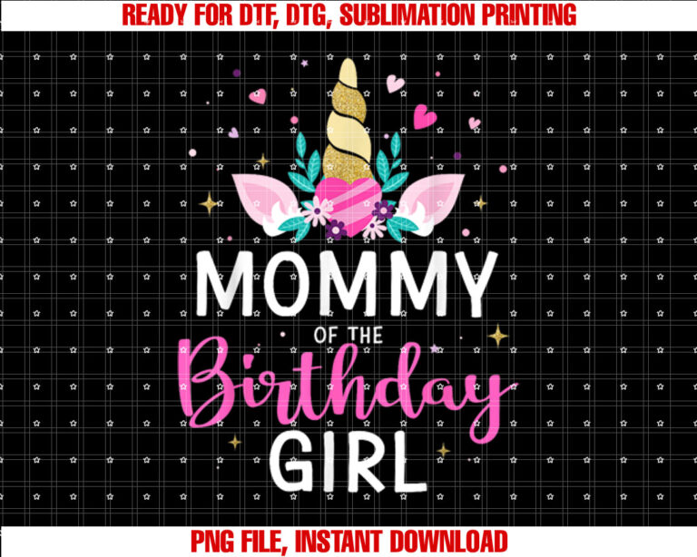 Mommy of the birthday girl family unicorn party T-shirt