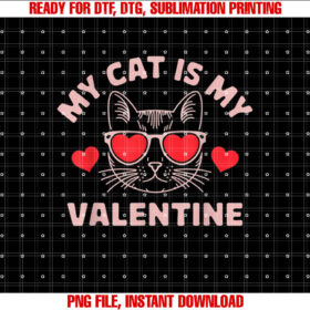 My Cat is My Valentine Cute Cat Lover Hearts Valentines Day T-shirt