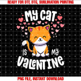 My Cat is My Valentine Kitten Lover Kawaii Valentines Day T-shirt