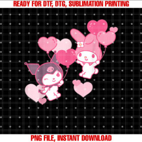 My Melody and Kuromi Valentines Day Hearts  T-shirt