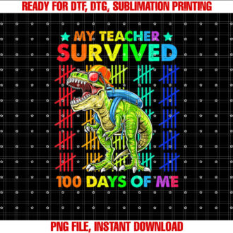 My Teacher Survived 100 Days Of Me 100th day school Dino Kid T-shirt