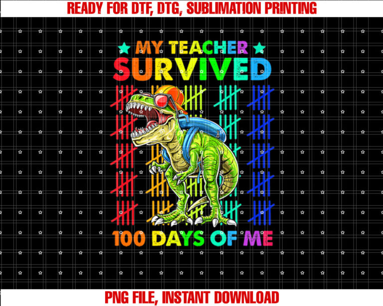 My Teacher Survived 100 Days Of Me 100th day school Dino Kid T-shirt