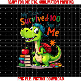My Teacher Survived 100 Days Of School Happy 100th Days Dino T-shirt