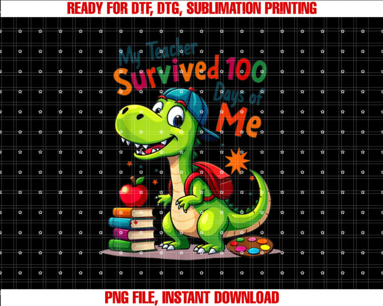 My Teacher Survived 100 Days Of School Happy 100th Days Dino T-shirt