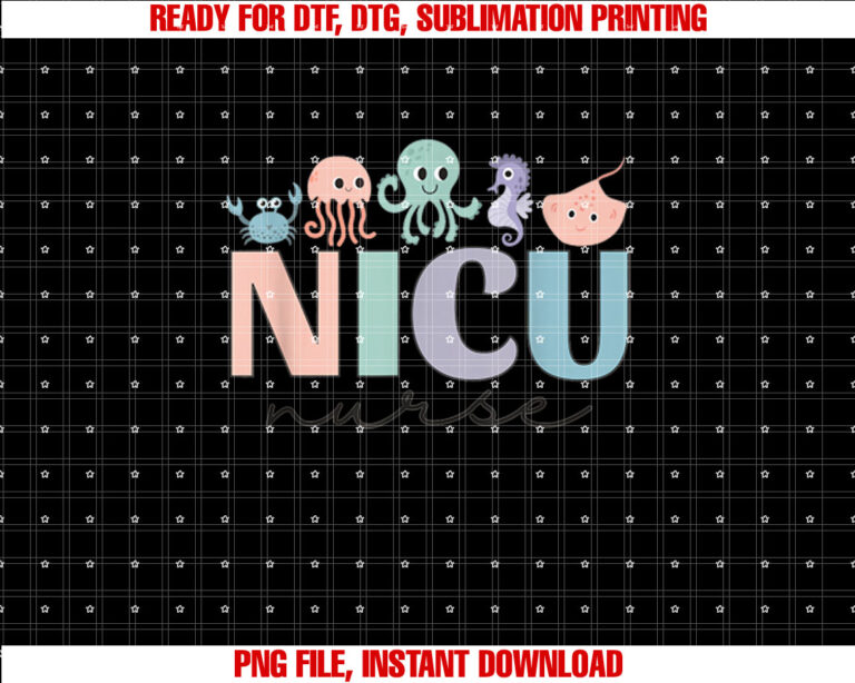 NICU Ocean Sea Animals Neonatal Intensive Care Unit Nurse T-shirt
