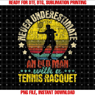 Never Underestimate An Old Man Tennis Racket Sports Lover T-shirt