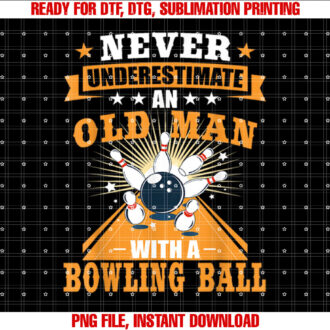 Never Underestimate Old Man Bowling Ball Mens Bowler Bowling T-shirt